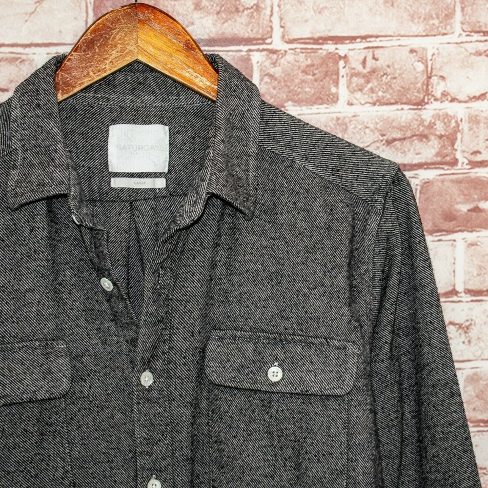 Saturdays New York City Gray Casual Button Down Shirt - Picture 4 of 5